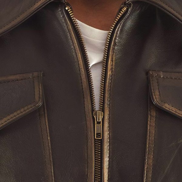 Aaron Brown Leather Bomber Jacket