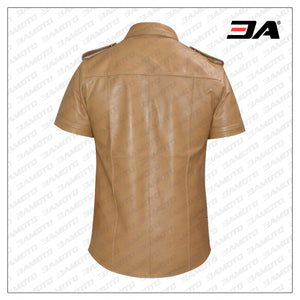 Cheap Brown Leather Shirt