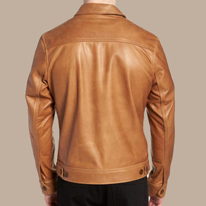 Buttery Stylish Brown Leather Jacket back