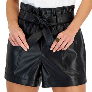 Buy Black Leather Shorts Online
