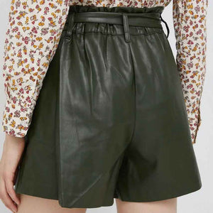 Buy Green Leather Shorts