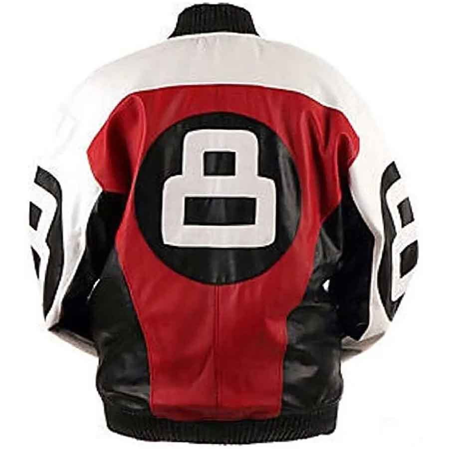 Men's 8 Ball Logo Bomber Leather Jacket - Red Jacket | 3amoto