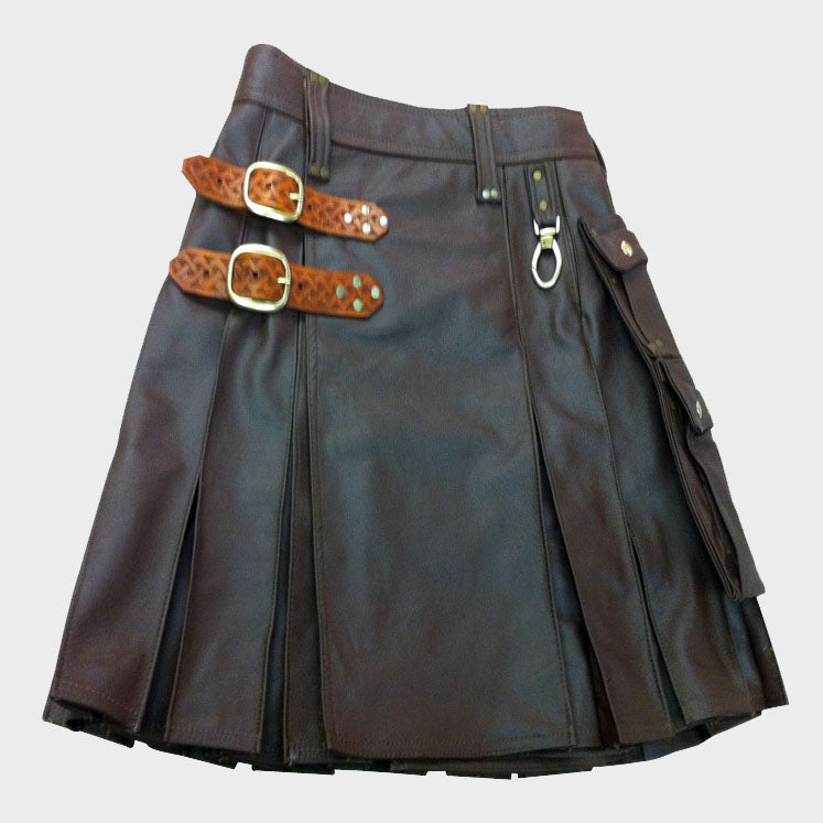 COOL AND MACHO PLEATED LEATHER KILT