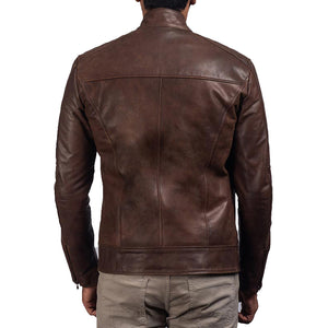 Cafe Racer Brown Biker Leather Jacket For Mens