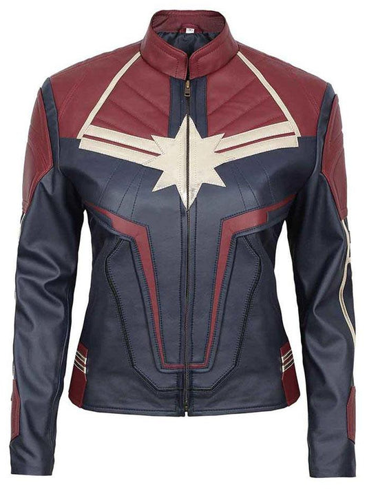 Avengers Endgame Captain Marvel Genuine Leather Jacket - Fashion Leather Jackets USA - 3AMOTO