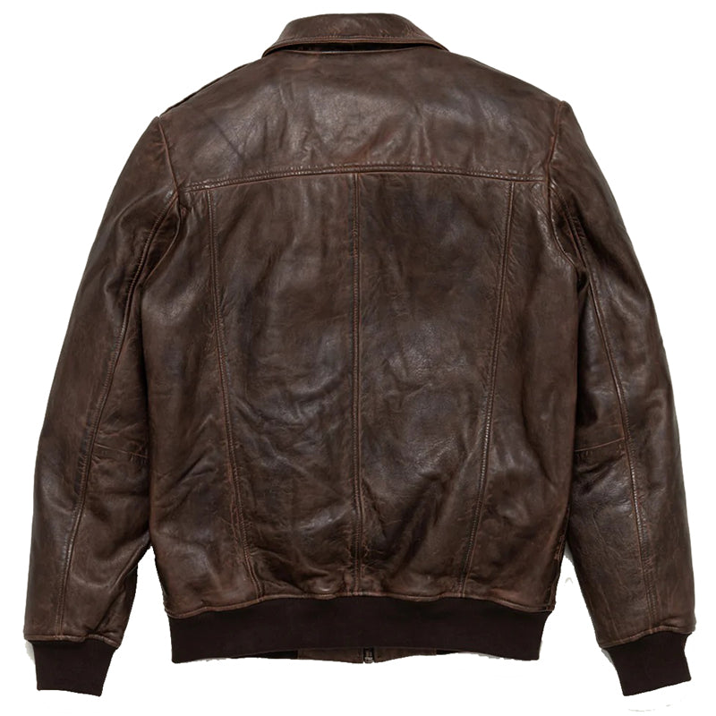 Classic Aviator Style Leather Bomber Jacket