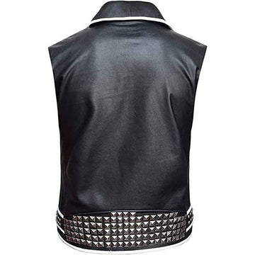 Mens Nathan Smooth Studded Shoulder Black Moto Leather Jacket