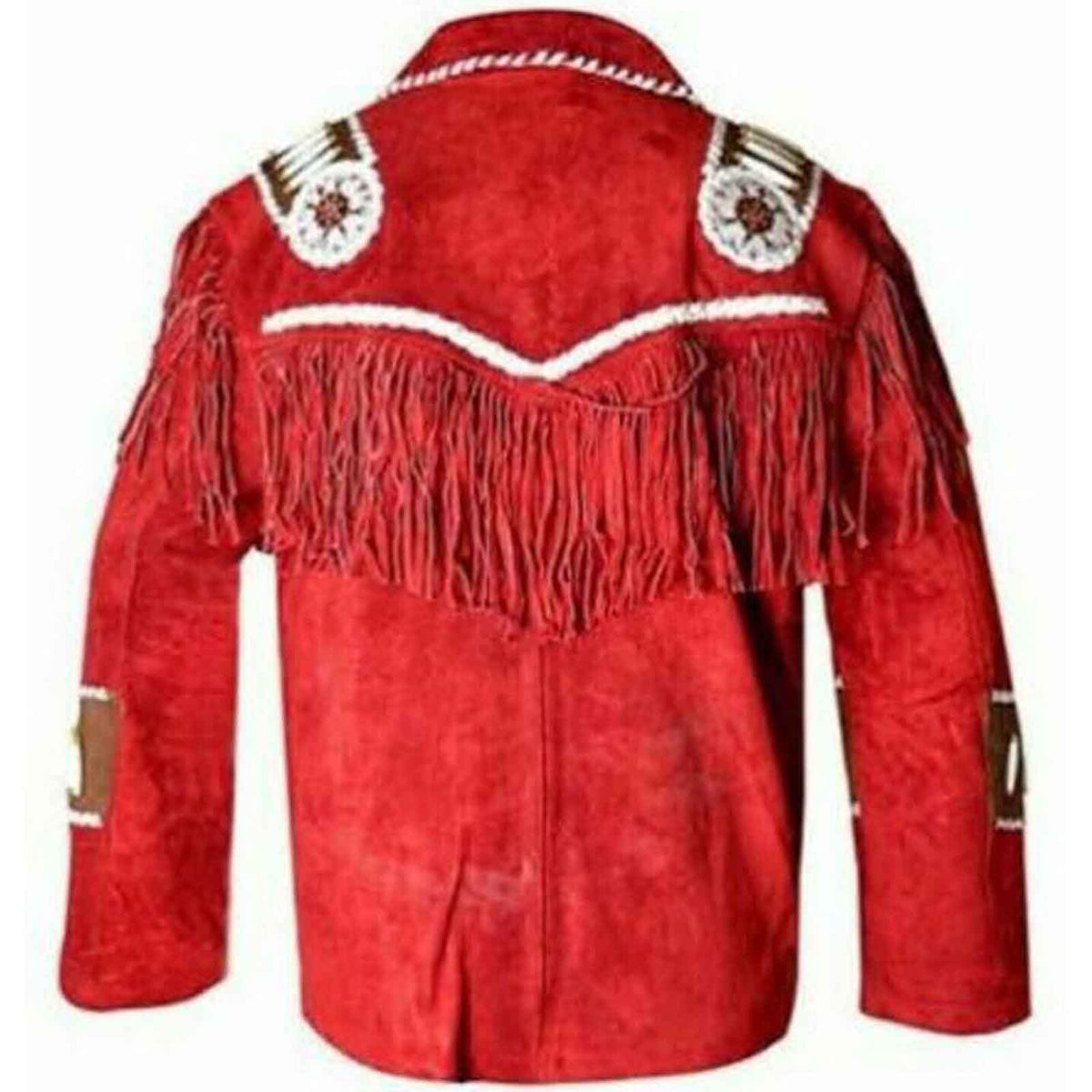 Red Ranch Jacket Mens American Native Red Contrast Suede Leather Jacket