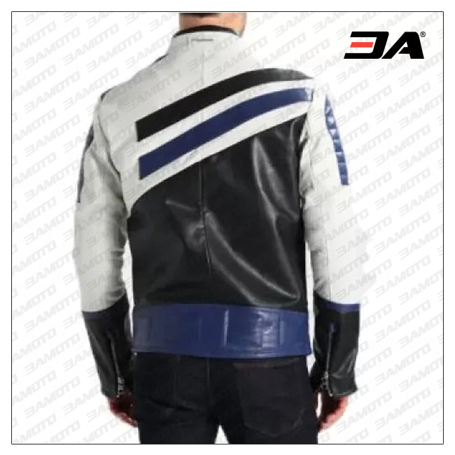 Custom Black And blue Motorcycle Leather Racing Jacket