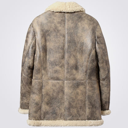 Custom Distressed Sheepskin Shearling Coat For Men