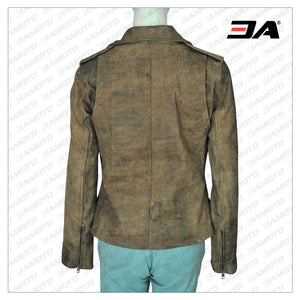 DIRTY BROWN DISTRESSED LEATHER JACKET