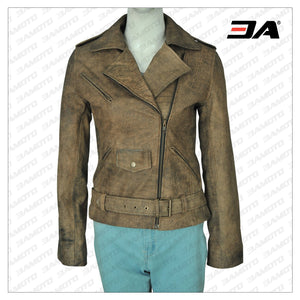 DIRTY BROWN DISTRESSED LEATHER JACKET - 3A MOTO LEATHER