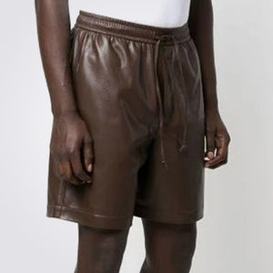 Dark Brown Leather Shorts For Men