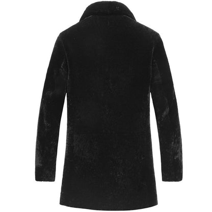 Designer Men's Black Shearling Fur Coat