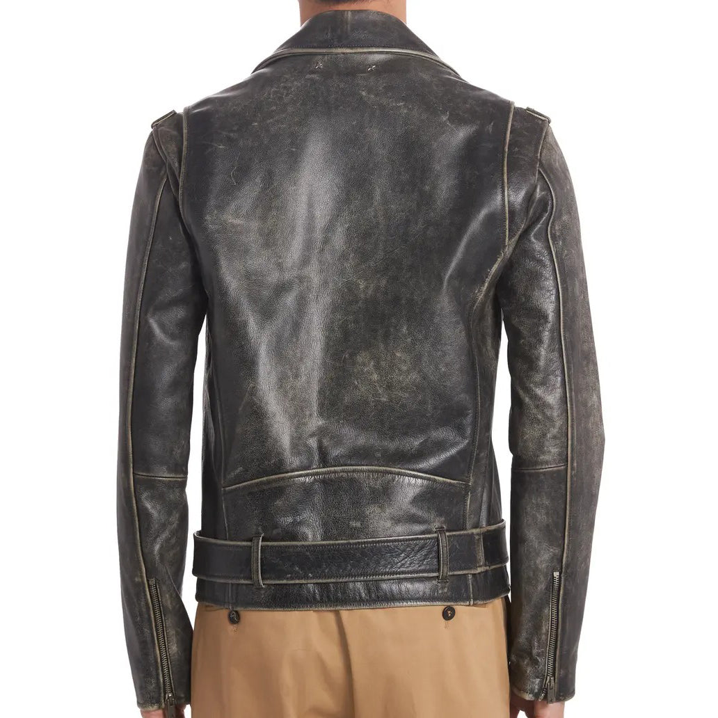 Distressed Leather Moto Jacket