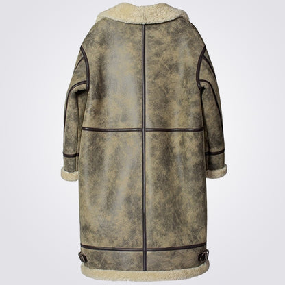 Distressed Sheepskin Shearling Coat for Men