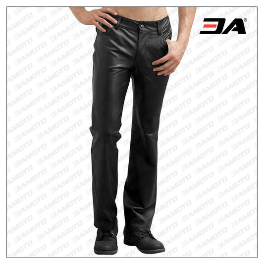 Edgy Denim Style Mens Leather Pants - 3amoto shop