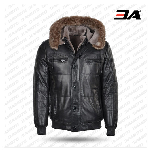 Men's Sheepskin Leather Bomber Jacket - Fashion Jacket - 3amoto shop