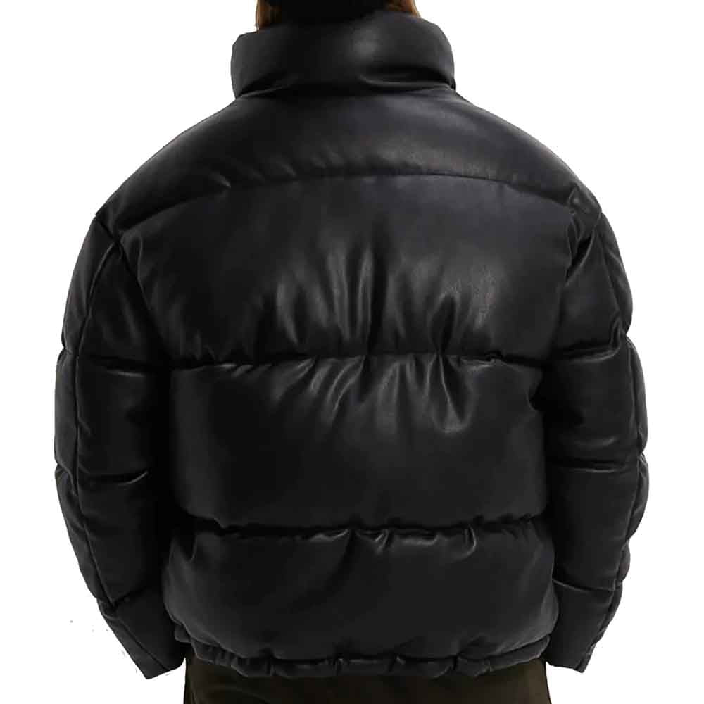 Faux Leather Puffer Jacket