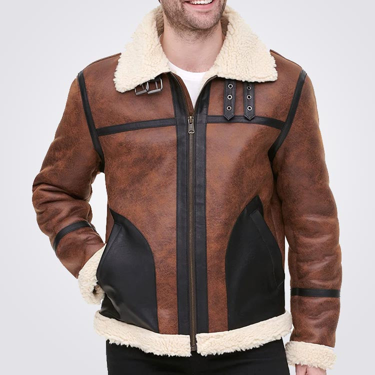 Calvin Klein Men's B-3 Faux Shearling Jacket, Cognac, Small - Yahoo Shopping