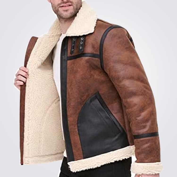 Faux Shearling Aviator Jacket For Men