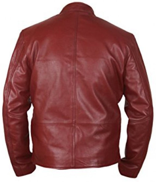 maroon leather jacket