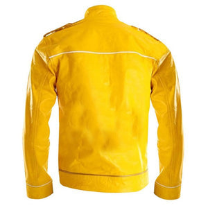 Yellow Strap Leather Jacket