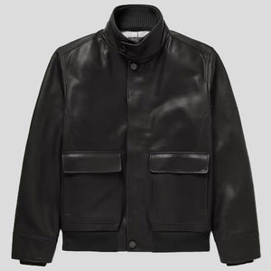 Full-Grain Leather Bomber Jacket