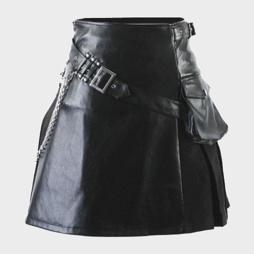 GOTHIC PUNK LEATHER KILT - 3amoto shop