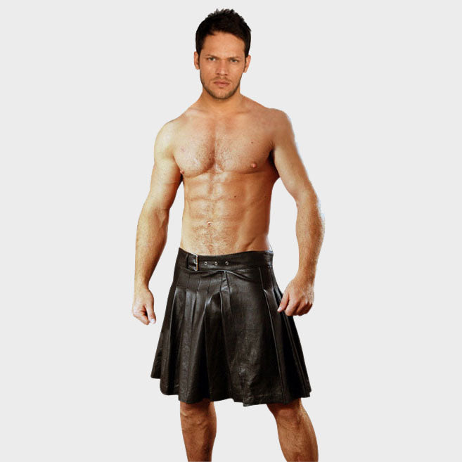 GROOVY KNEE-LENGTH LEATHER KILT FOR MEN