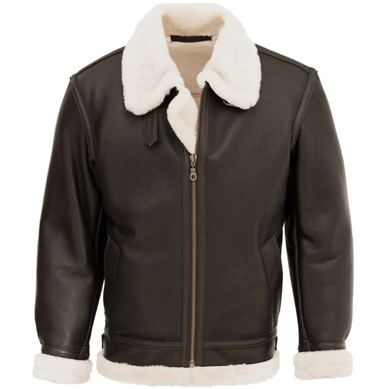 Genuine Leather B3 Shearling Flight Jacket For Men