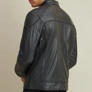 Leather Jacket with Shoulder Patches