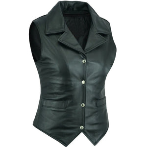 Genuine Stylish Black Leather Vest For Womens