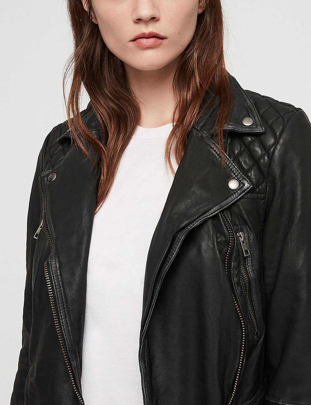 Cargo Quilted Leather Biker Jacket