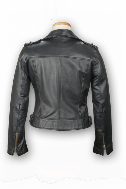 Women’s Black Sheepskin Leather Biker Jacket