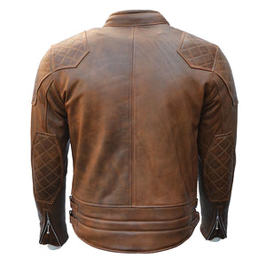 Goldtop 76 Armoured Leather Jacket – Brown Back