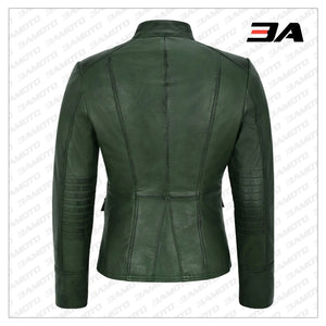 Green Victory Military Parade Style Real Leather Jacket - 3A MOTO LEATHER