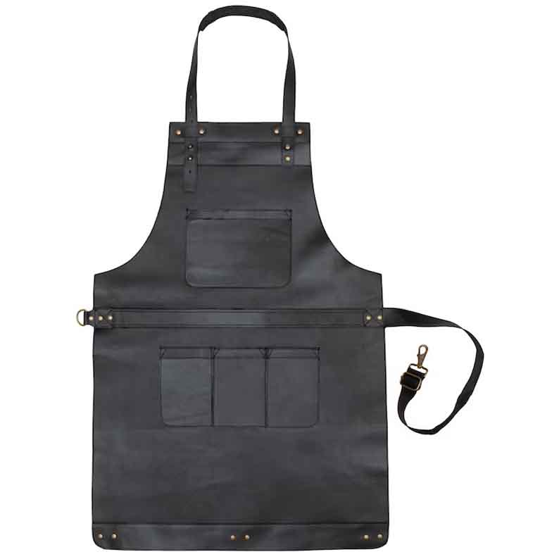 Handmade Black Top Grain Leather Apron