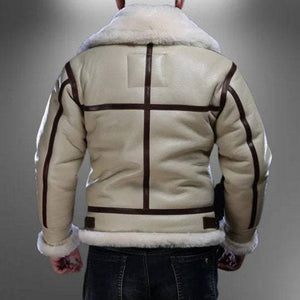 Handmade Men's Shearling Leather Bomber Jacket