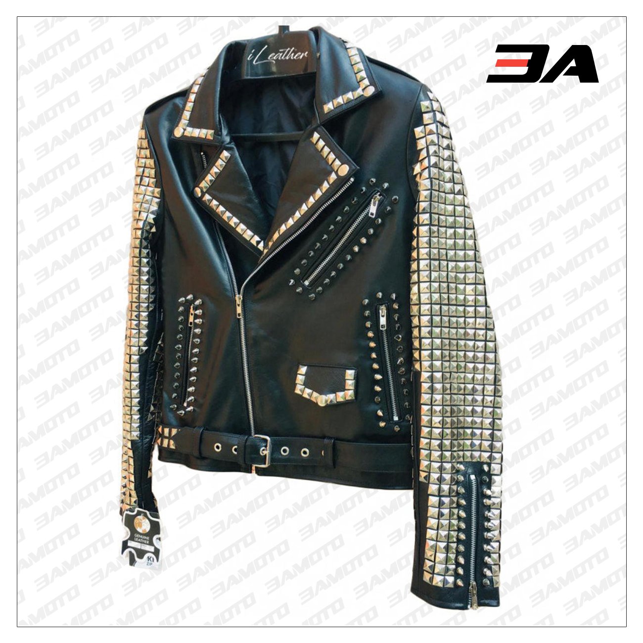 Handmade Black Leather Studded Punk Style Jacket For Women - 3A MOTO LEATHER