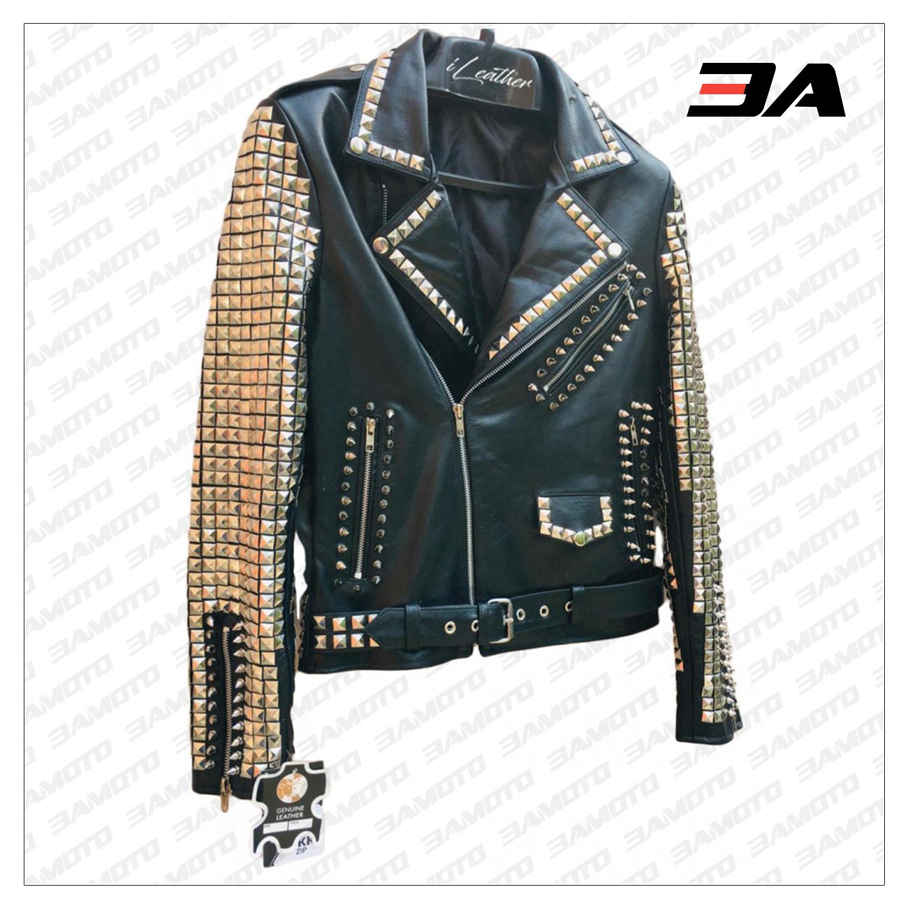 Handmade Black Leather Studded Punk Style Jacket For Women - 3A MOTO LEATHER