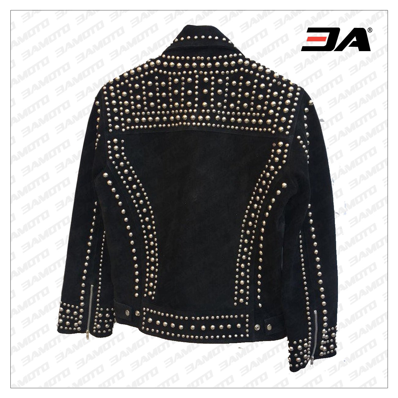 Handmade Black Punk Style Studded Jackets, Suede Studded Jackets For Men - 3A MOTO LEATHER