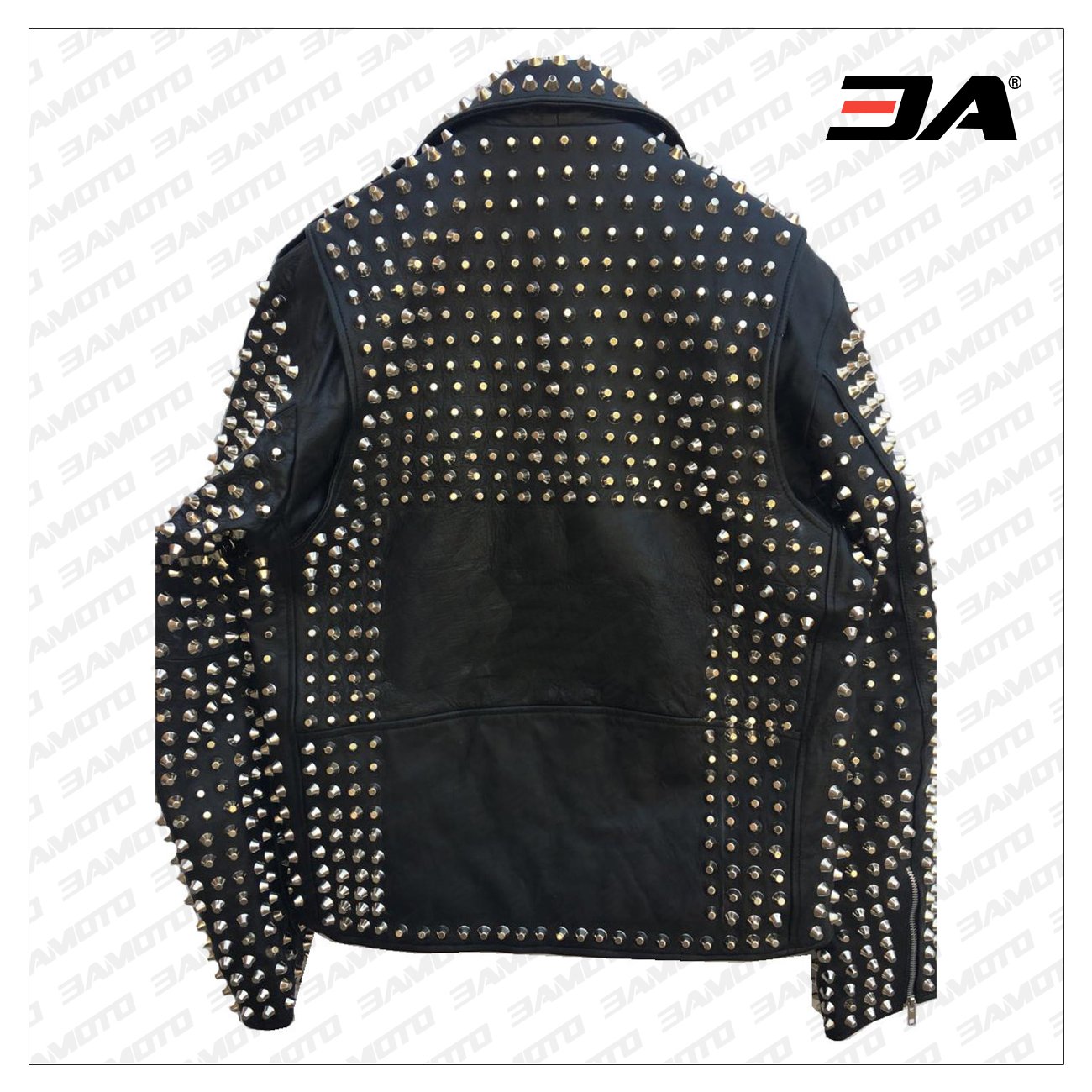 Handmade Mens Black Fashion Studded Punk Style Leather Jacket - 3A MOTO LEATHER