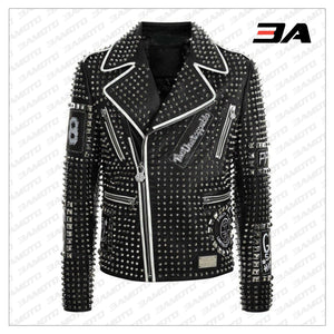 Handmade Mens Fashion Studded Punk Style Leather Jacket - 3A MOTO LEATHER