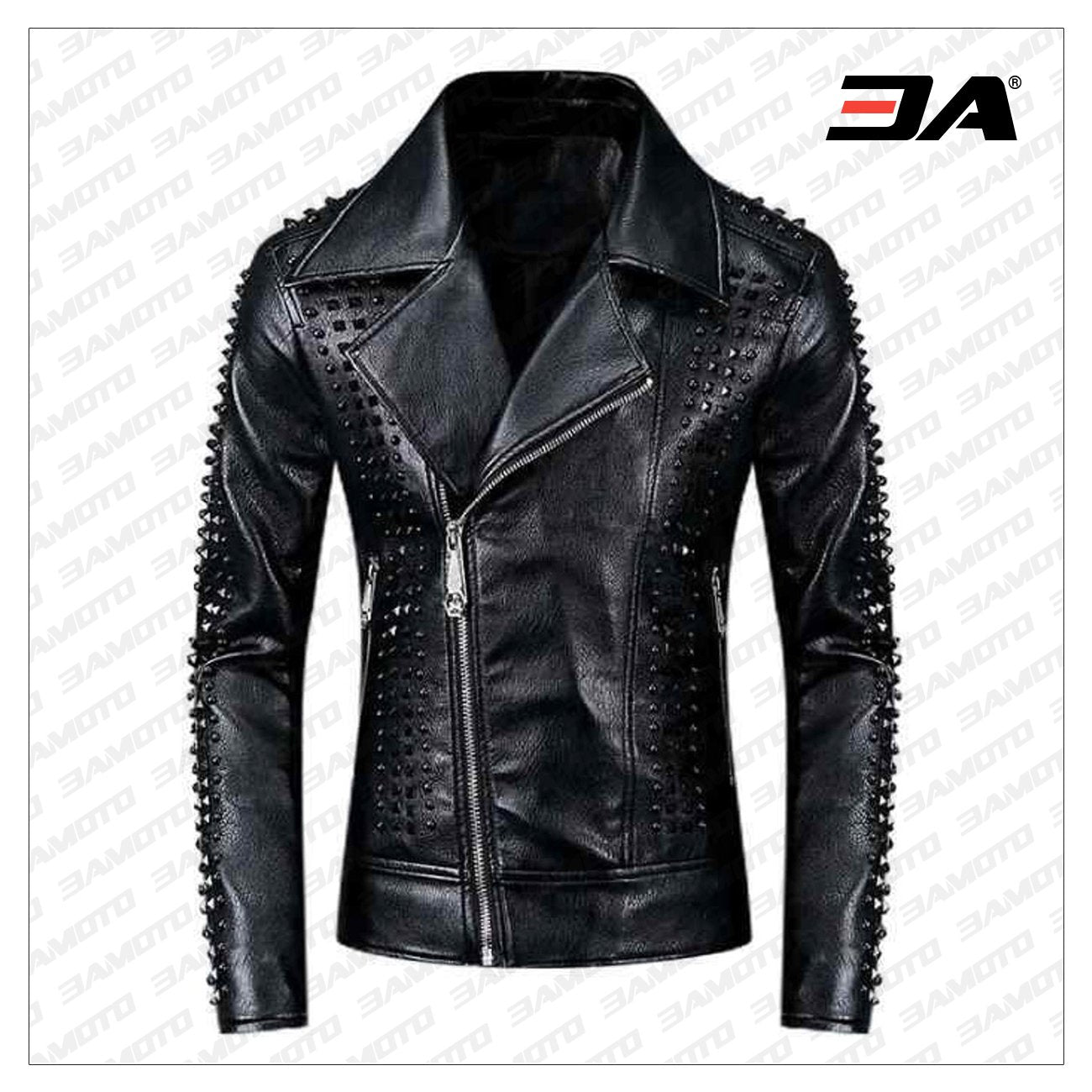 Handmade Mens Studded Leather Jacket,Rock Punk Style Leather Jacket - 3A MOTO LEATHER