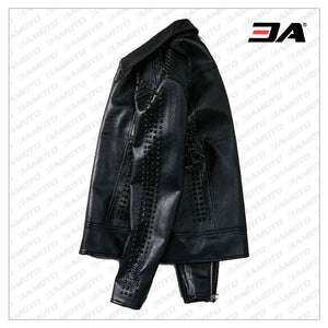 Handmade Mens Studded Leather Jacket,Rock Punk Style Leather Jacket - 3A MOTO LEATHER