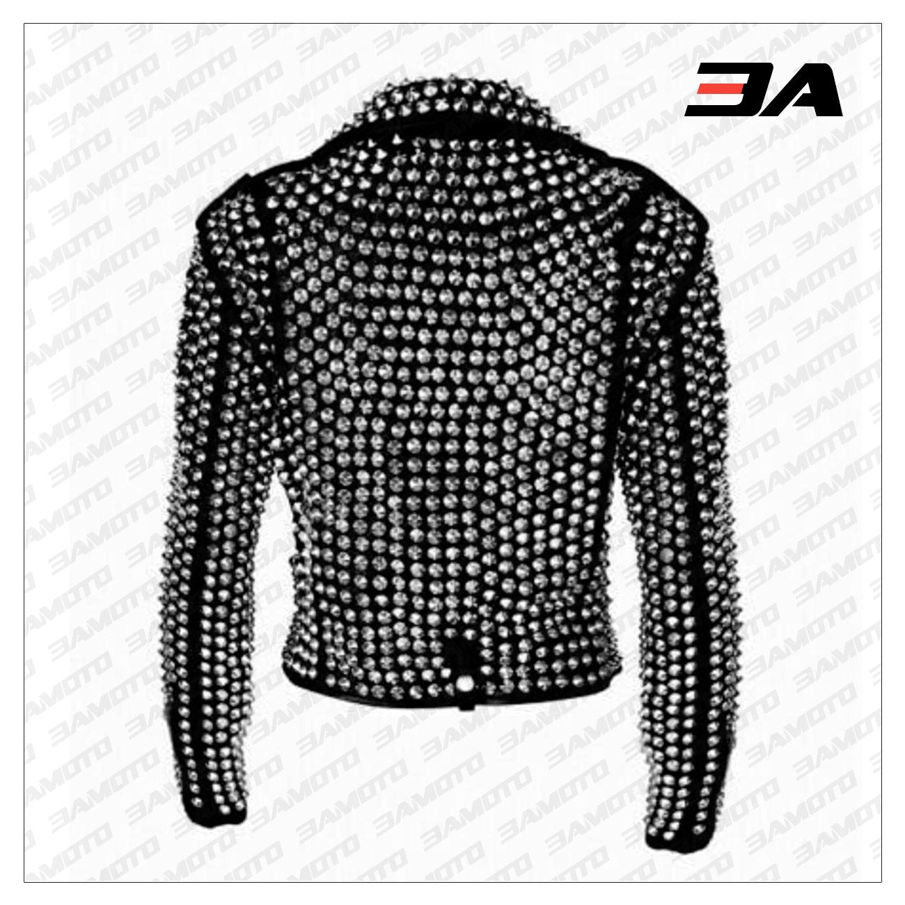 Handmade Women Black Fashion Studded Punk Style Leather Jacket - 3A MOTO LEATHER