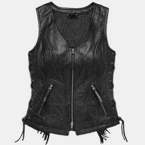Harley Davidson Women Boone Fringed Leather Vest