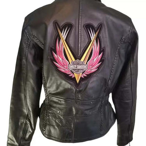 Harley Davidson Moto Biker Leather Jacket Back