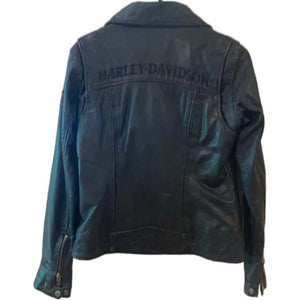 Harley Davidson Rebels Black Biker Leather Jacket Back